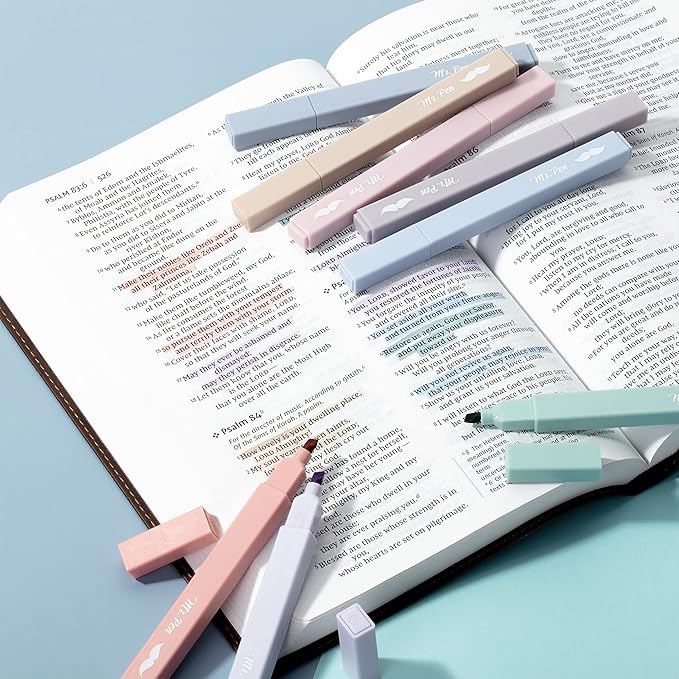 Mr. Pen- Aesthetic Highlighters No Bleed, 8 Pack, Morandi Colors, Chisel Tip, Cute Highlighters Assorted Colors for Journaling, Highlighting, Underlining, Fast Dry, Back to School Supplies