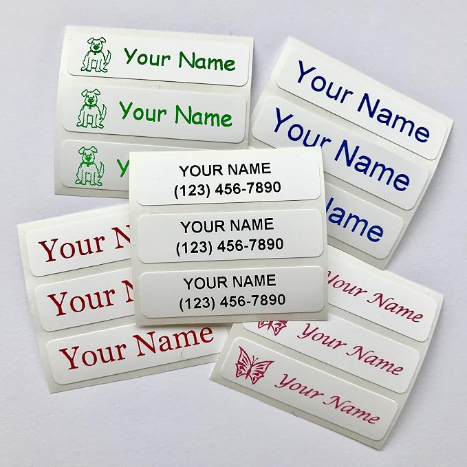 Iron On Clothing Labels (Qty 50) - Personalized with a Name and/or Number - Color, Font and Icon Choices - Laundry Safe - Comfortable - Guaranteed!