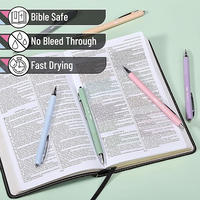 Mr. Pen- Retractable Bible Journaling Pens, 6 Pack, Colored Ink, Smooth Writing Pen, No Smear, Comfortable Grip, Ideal for Bible Journaling, Note-Taking, Writing & Daily Use