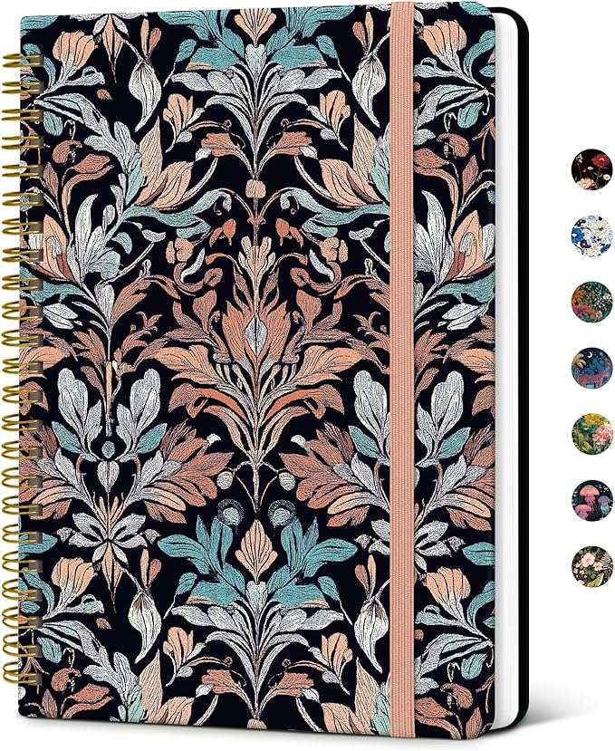 Taja Lined Spiral Notebook Journal for Women A5(5.8" × 8.3"), Cute Hardcover Notebook for Work, School & Note Taking, Pretty College Ruled Journal for Writing, 140 Pages, Verdant Leaf