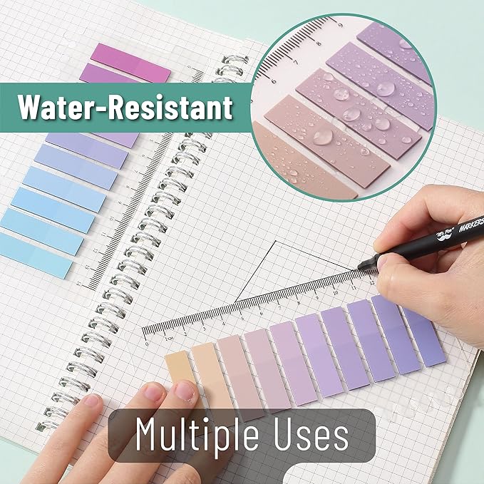 Mr. Pen- Colorful Sticky Tabs, 16 Sets, 3200 pcs, Translucent Page Markers, Water-Resistant Book Tabs for Annotating, Bible Study, Planning, Indexing & Document Organization, Pastel
