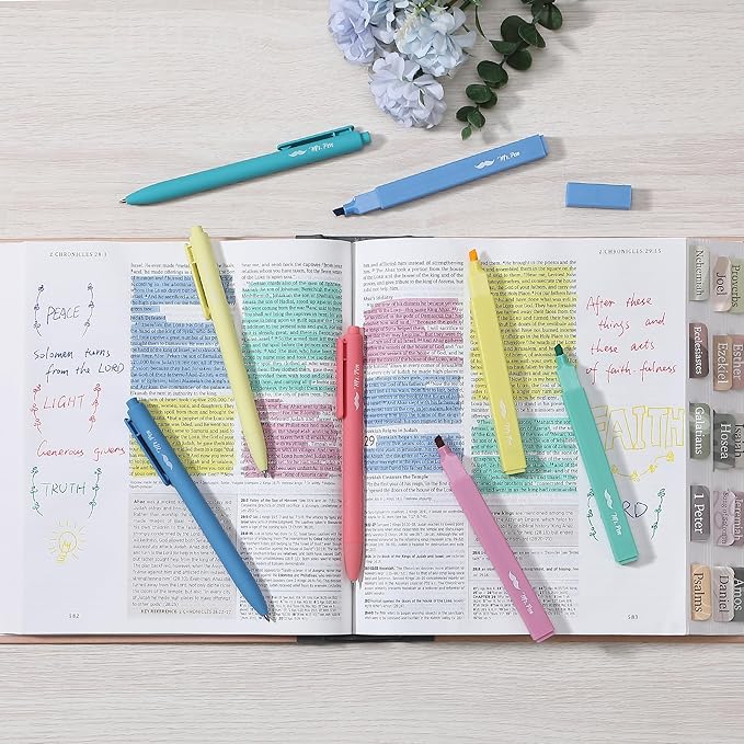 Mr. Pen- Aesthetic Highlighters and Gel Pens, 8 Pack, Candy Colors Bible Highlighters No Bleed, Fine Point 0.7mm Gel Pens, Fast Dry and No Smear for Bible Journaling, Planner, School Supplies