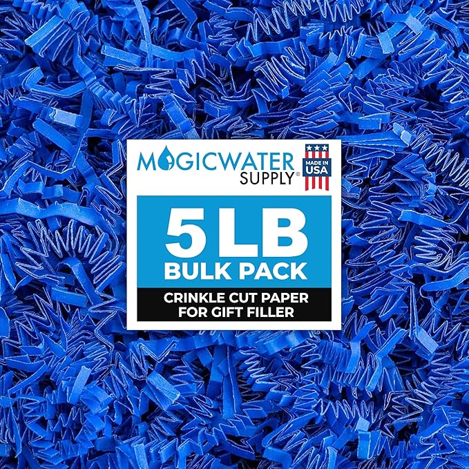 MagicWater Crinkle Cut Paper for Gift Baskets - 5LB - Sky Blue - Perfect for Shredded Paper Filler, Basket Filler, Gift Boxes, Bridesmaid Gifts, Christmas Stuffers & More – Ideal for All Occasions