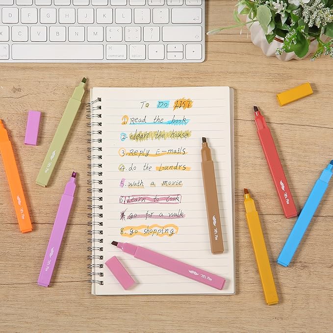 Mr. Pen- Aesthetic Highlighters No Bleed, 8 Pack, Warm Colors, Chisel Tip, Cute Highlighters Assorted Colors for Journaling, Highlighting, Underlining, Fast Dry, Back to School Supplies