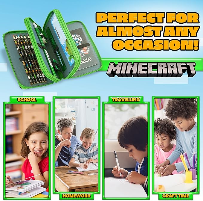 Minecraft Kids Pencil Case Stationery Pens Colored Pencils Notebook School Supplies Gamer Gifts for Boys