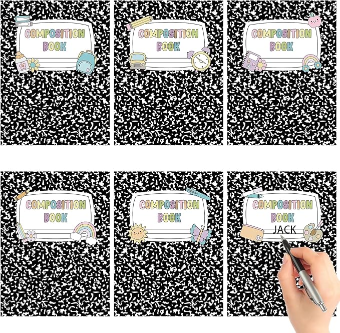 Fuutreo 72 Pcs Composition Notebook Classroom Decorations Classroom Bulletin Board Decor Bulletin Boards Cutouts Composition Cover Paper Whiteboard Decor