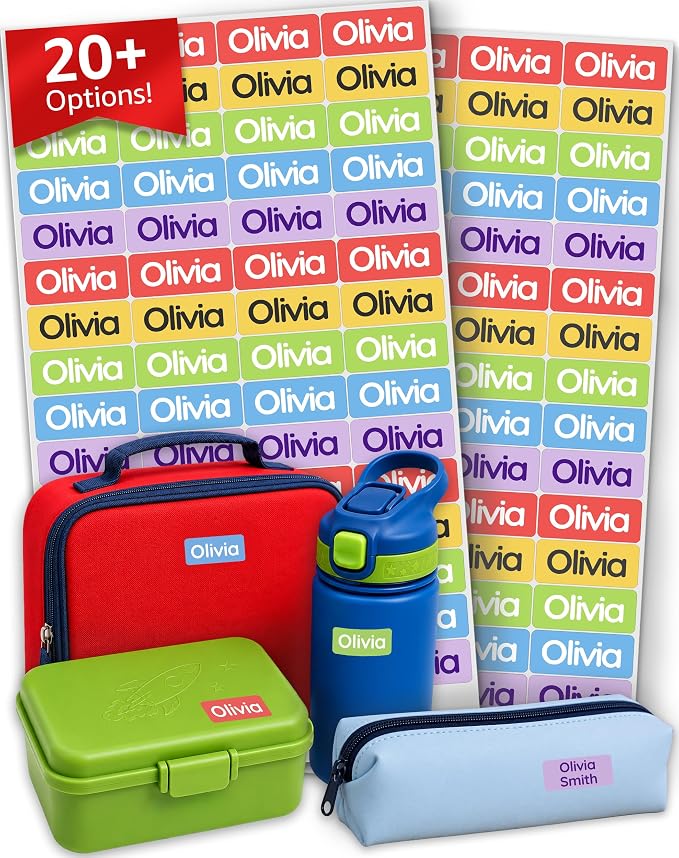 Personalized Universal Name Labels for Kids & Adults - Rainbow [140pcs] - Waterproof Name Stickers for School, Daycare & Clothes - Item & Supplies Name Stickers - Custom Stick On Labels