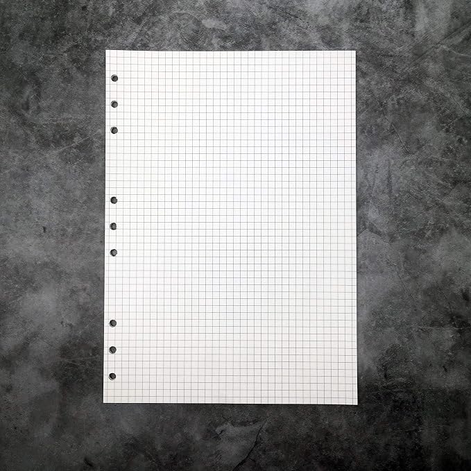 Zelten B5 9-Hole Grid Graph Paper Refills - 2 Pack (90 Sheets Total) 100g Premium Dowling Paper, Fit B5 Ring Binder/Personal Organizer/Planner