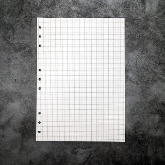 Zelten B5 9-Hole Grid Graph Paper Refills - 2 Pack (90 Sheets Total) 100g Premium Dowling Paper, Fit B5 Ring Binder/Personal Organizer/Planner
