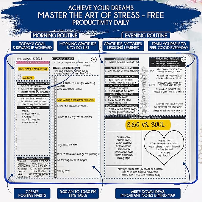 Manifestation Journal for Women and Men — 5 Minute Manifesting and Goals Journal | 3 Month Undated Daily Planner | Law of Attraction Planner, Affirmations, Gratitude | Vision Board + Stickers