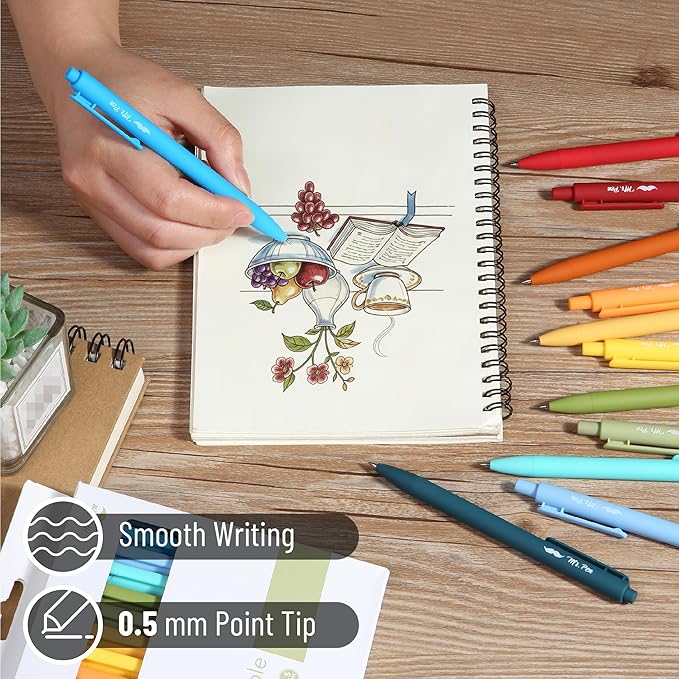 Mr. Pen- Retractable Gel Pens, 12 Pack, Winter Forest Color Inks, Fine Point 0.5mm, Fast Dry, Smooth Writing, Cute Pens for Drawing, Writing Planner and School Supplies