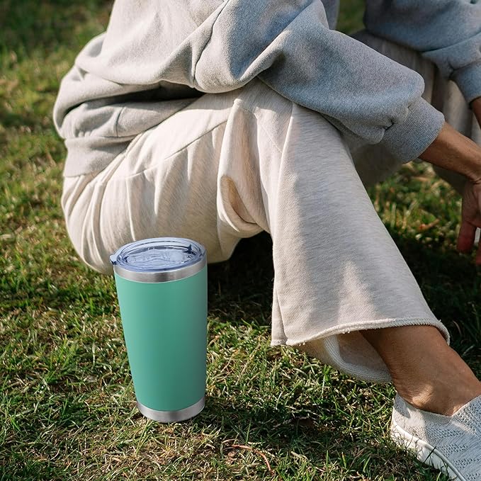 AIANJI 20oz Tumbler Bulk Stainless Steel Tumblers with Lid Vacuum Insulated Double Wall Travel Coffee Mug Powder Coated Tumbler Cup for Hot and Cold Drinks(Light Blue, 6 pack)