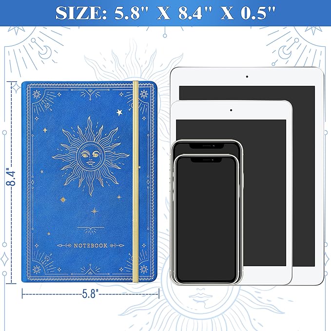 Artfan Ruled Notebook/Journal – Premium Thick Paper Faux Leather Classic Writing Notebook with Pocket + Page Dividers Gifts, Banded, Large, 144 Pages, Hard Cover, Lined (5.8 x 8.4) - Gemstone Blue