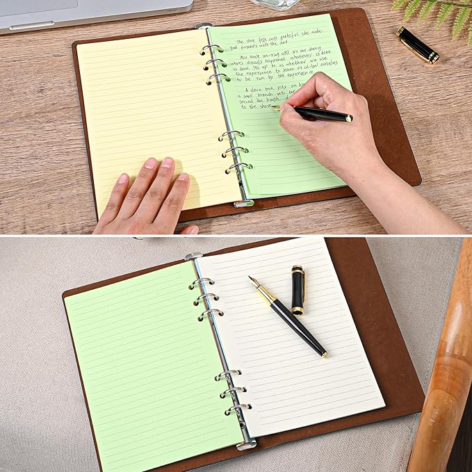 A5 Horizontal Line Loose-leaf Paper, College Scratch 5-Color Filler Paper 6-Hole Notebook 8.26x5.6 inches,50 Sheets/100 Pages (5-Color Lined-50 Sheets, A5)