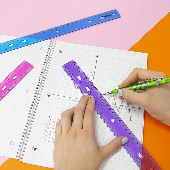 BAZIC Products Jeweltones Ruler, 12", 4-Pack