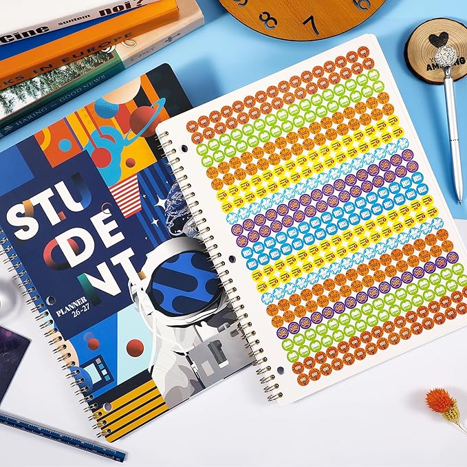 Student Planner 2026-2027 - July 2026 - June 2027, 9'' x 11'', 2026-2027 Academic Year Planner for Middle or High School, Planning Stickers