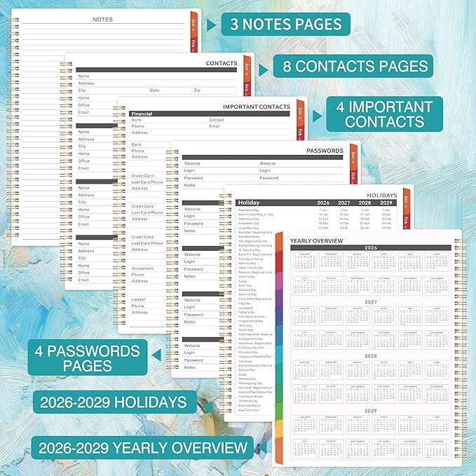 2026-2029 Monthly Planner - 3 Year Monthly Planner, JUL 2026 - JUN 2029, 2026-2029 Calendar Planner with 36 Monthly Tabs, Notes Pages, Inner Pocket, Great for Long-Term Planning