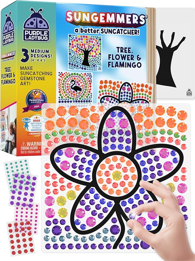 SUNGEMMERS Window Art Kids Crafts - Fun Arts and Crafts for Kids Ages 8-12 & Birthday Gifts for Girls 6 7 8 9 10 Year Old - Summer Craft for Girls 8-12, Summer Toys for Ages 5-7, Diamond Art Kit