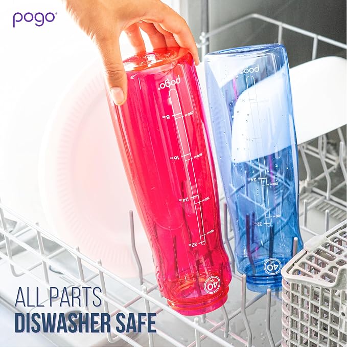 Pogo BPA-Free Plastic Water Bottle with Chug Lid, Fuchsia, 18 oz. | Leakproof water bottle with chug lid and carry handle. BPA-free, great for travel, school, outdoors, and gym.