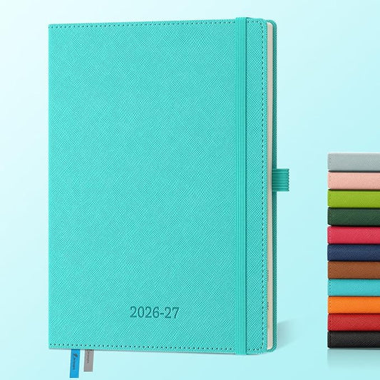 Weekly Monthly 2026-2027 Planner (July 26-Dec 27),8.5"x6.5",18 Months Agenda Plan with Month Tabs & Pocket,Expenses/Note Pages, Academic Calendar with Vegan Leather Cover,Light Blue