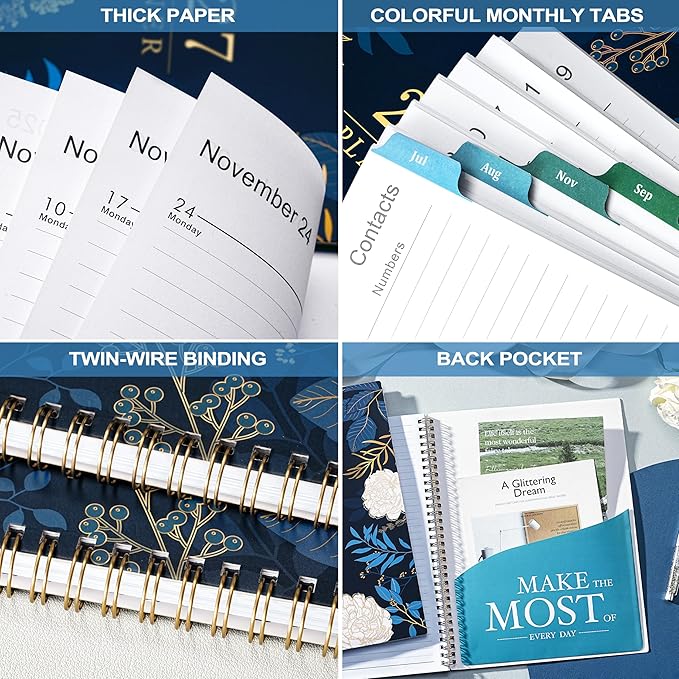 Planner 2026-2027 - Academic Planner 2026-2027, Jul 2026 - Jun 2027, Planner Weekly and Monthly, 8.5" x 11", Monthly Tabs, Twin-Wire Binding, Holidays, Back Pocket, Habit Tracker