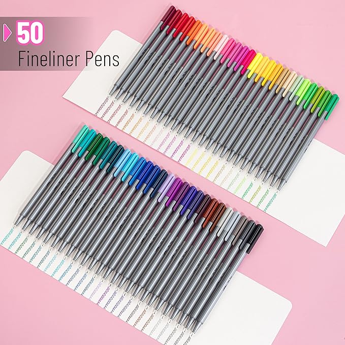 Mr. Pen- Colored Fineliner Pens, 50 Pack, 0.4mm Fine Point, Smooth Bible Journaling Pens Bulk for Detailed Drawing, Note-Taking, Coloring, Sketching, Planning & Art Projects, School Supplies