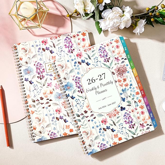 Planner 2026-2027 - Weekly & Monthly Planner, Jul 2026-Jun 2027, Academic Planner 26-27, 6.4"×8.5", Tabs, Thick Paper, Twin-Wire Binding, Back Pocket, Inspirational Quotes for Office Home School