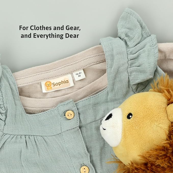Personalized Daycare Name Labels (84) – Daycare Labels & Name Stickers for Kids – Labels for Kids Stuff Daycare – Waterproof for Baby Bottles, Clothing & Lunch Boxes - Lion