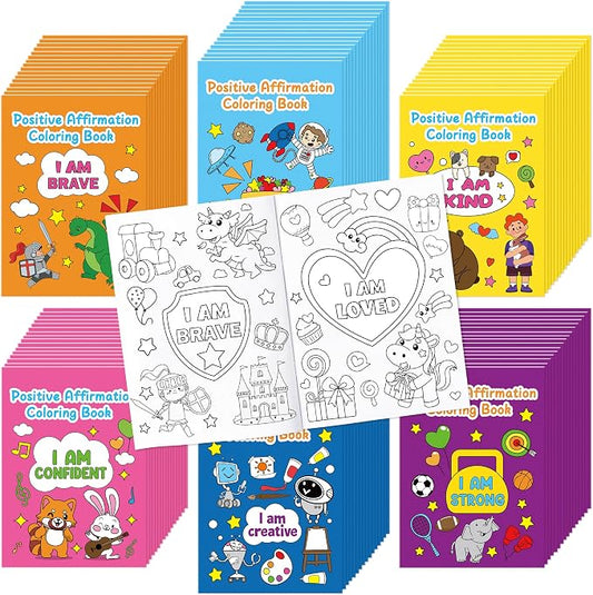 Dvbonike 96Pcs Positive Affirmation Coloring Books Promote Confidence DIY | Color-in Pages, Drawing Booklet Bulk, Motivational Stress Relieving, Party Favor, School Supplies, Classroom Rewards, Gift