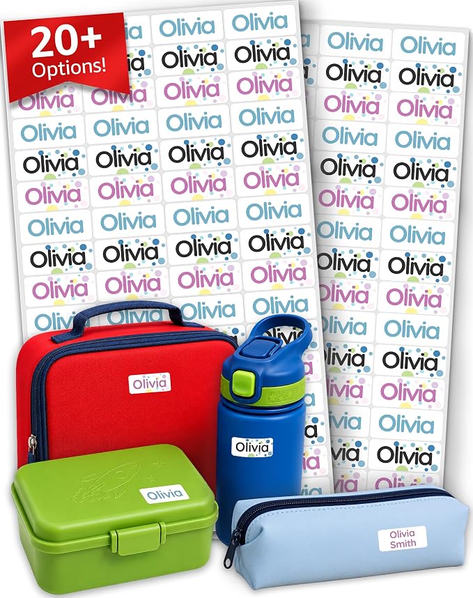 Personalized Universal Name Labels for Kids & Adults - White [140pcs] - Waterproof Name Stickers for School, Daycare & Clothes - Item & Supplies Name Stickers - Custom Stick On Labels