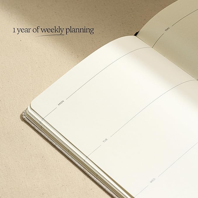 Kunitsa Co. Undated Planner - Hardcover, with Habit Tracker & Goal Setting - Weekly, Full Year (Oat)