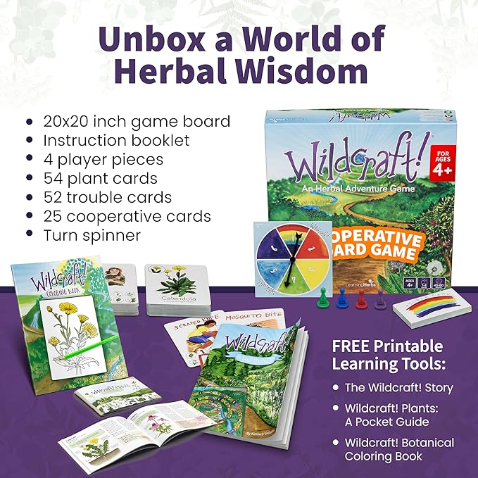 Wildcraft! Board Game – Cooperative Educational Board Game for Kids 4–6 & Families – Nature & Herb Learning Game – Family Board Games for Kids – Herbal Adventure Cooperative Game