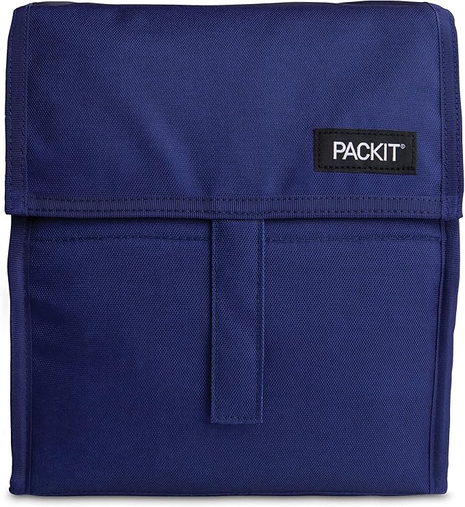 PackIt(R) Freezable Lunch Bag, True Blue, Built with EcoFreeze(R) Technology, Foldable, Reusable, Zip and Velcro Closure with Buckle Handle, Designed for Work Lunches and Fresh Lunch On the Go