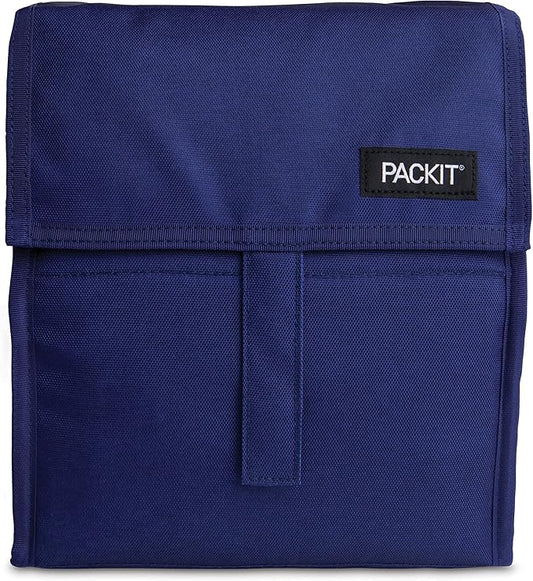 PackIt(R) Freezable Lunch Bag, True Blue, Built with EcoFreeze(R) Technology, Foldable, Reusable, Zip and Velcro Closure with Buckle Handle, Designed for Work Lunches and Fresh Lunch On the Go
