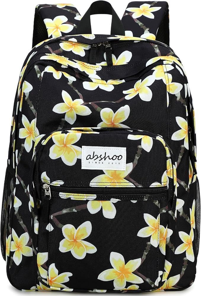 abshoo Classical Basic Floral Womens School Backpack For College Teen Girls Water Resistant Bookbag (Floral Black D)