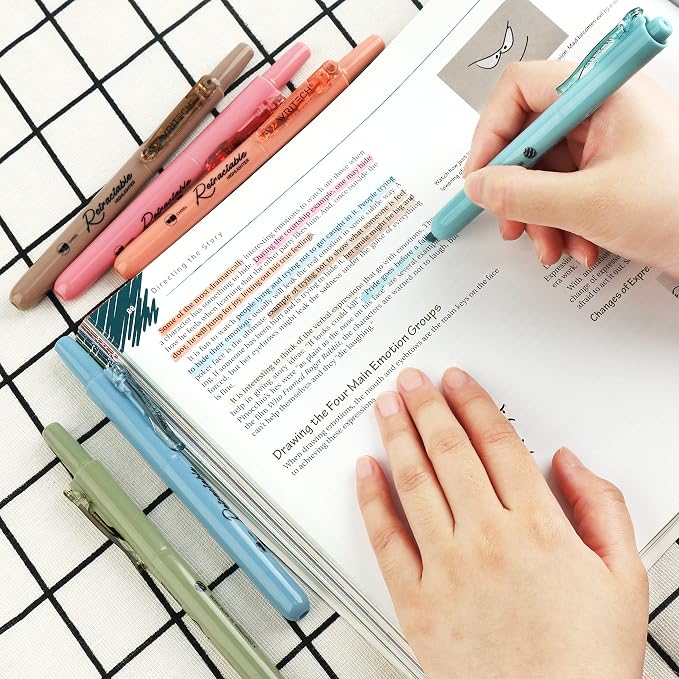 WRITECH Retractable Highlighters Chisel Tip: Assorted Colors 24ct Set | Multi Color Ink Mild Vintage Neon Pastel Big Pack No Bleed & Smear for Highlighting Journaling Drawing Coloring Note-taking
