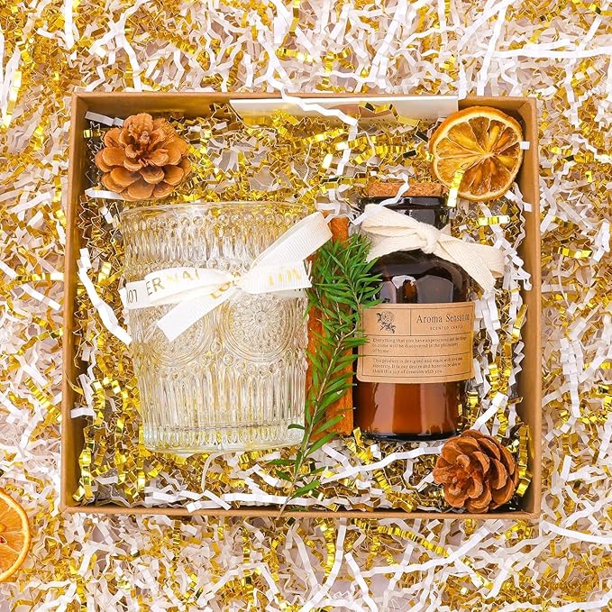 Uptotop 6oz Crinkle Cut Paper Shred Filler for Gift Wrapping, Gift Basket Filling, Perfect for Birthday, Christmas, Thanksgiving, Halloween, Easter, Valentine's Day, Mother's Day, Father's Day, Wedding & Holiday Decor (White and Gold)