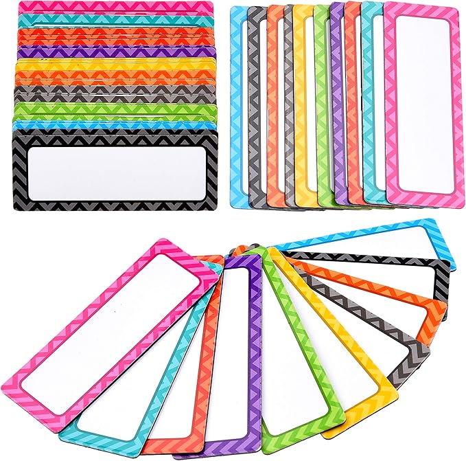 Kare & Kind 40 Pcs Magnetic Dry Erase Labels - Smooth Surface, Reusable and Writable Name Plates - Sticky Tags for Refrigerators and WhiteBoards - Use at Home, School and Office - Art and Crafts