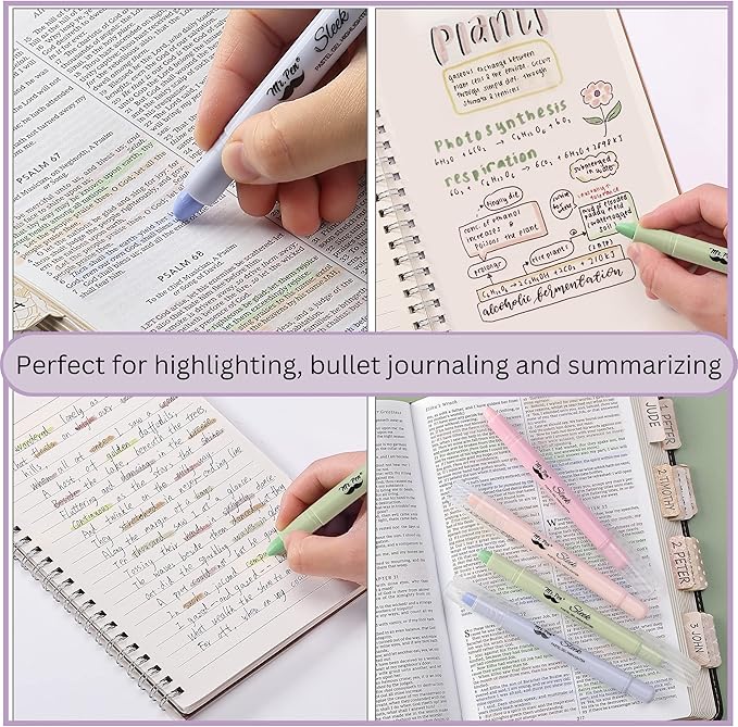Mr. Pen- No Bleed Gel Highlighters, Morandi Colors, 8 Pack, Bible Highlighters and Pens No Bleed, Bible Markers for Study, Journaling, School Supplies and Accessories