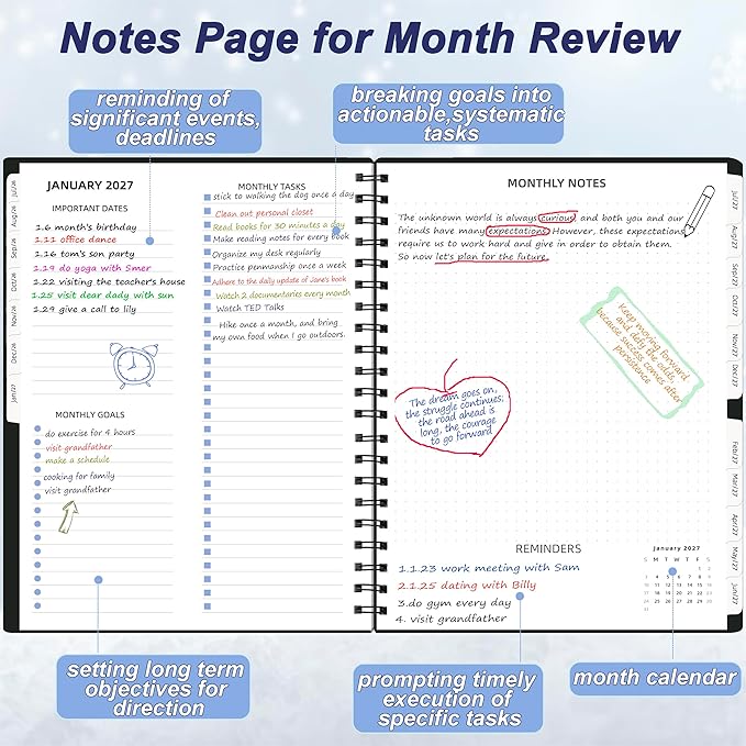 Monthly Planner 2026-2027 (7.6'' x 9.6''), from Jul 2026-Dec 2027, 18 Months Calendar Book, 2026 Agenda Planner with Tabs & Pocket, Black
