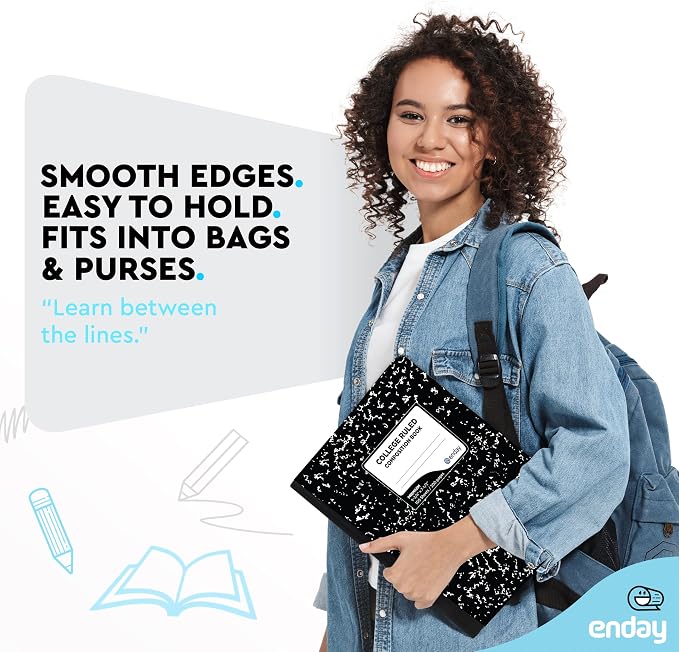 Enday Marble Composition Notebook College Ruled (4 Pack)