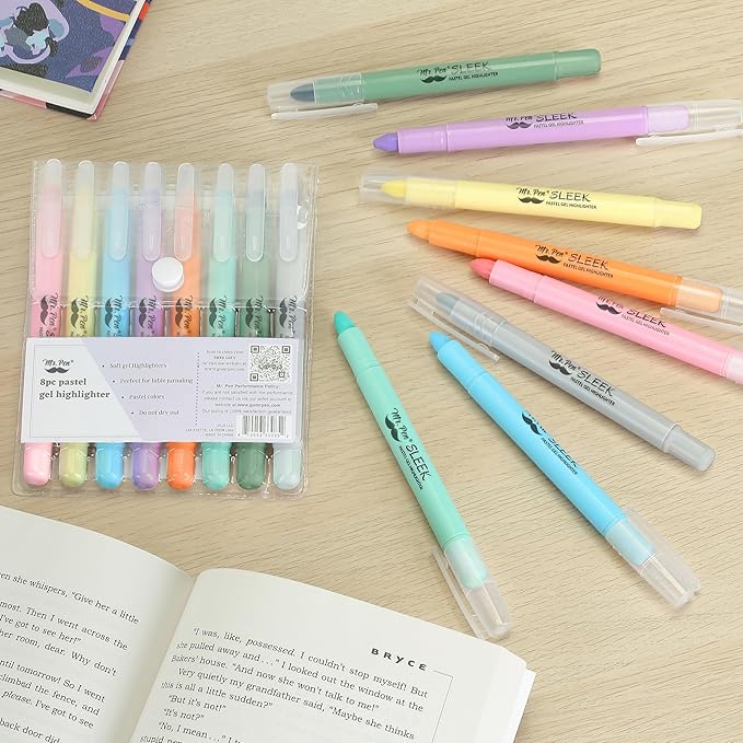 Mr. Pen- No Bleed Gel Highlighters, Assorted Colors, 8 Pack, Bible Highlighters and Pens No Bleed, Bible Markers for Study, Journaling, School Supplies and Accessories
