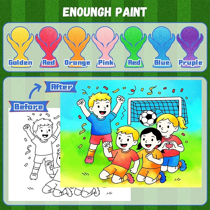 Paint with Water Coloring Books for Kids, Soccer Theme Learn & Color Art Set, Mess Free Watercolor Paint Kit, Painting Activity for Kids Ages 3-5 4-8, Arts and Crafts Drawing Gift Toy for Boy Girl