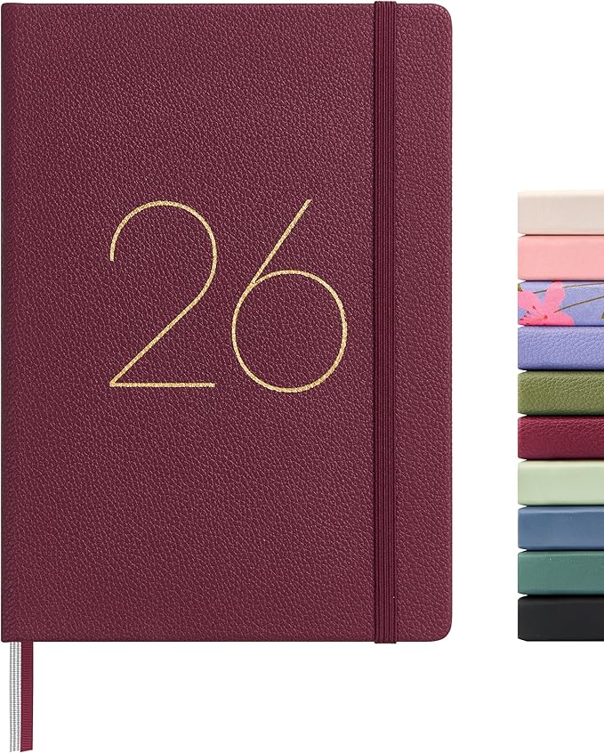 And Per Se 2026 Planner, 15 Months Hardcover Daily, Weekly & Monthly Planner, A5 size, 100GSM Thick Paper, Back Pocket, 5.7" x 8"(Dark Red)