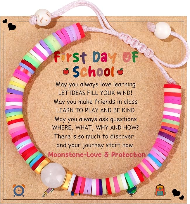 Back to Stuff First Day of Kindergarten Preschool Bracelets Mommy and Me Gifts for Mother Daughter Bracelets