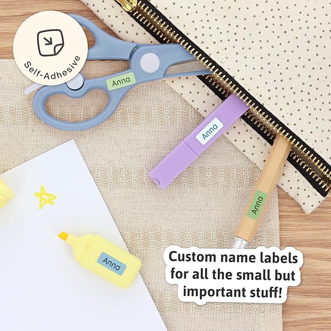 Mini Name Labels (175) - Custom Personalized Name Labels for Labeling Tiny Items, Washer and Dryer-Safe Waterproof Labels for Daycare, Preschool, and School - Aqua