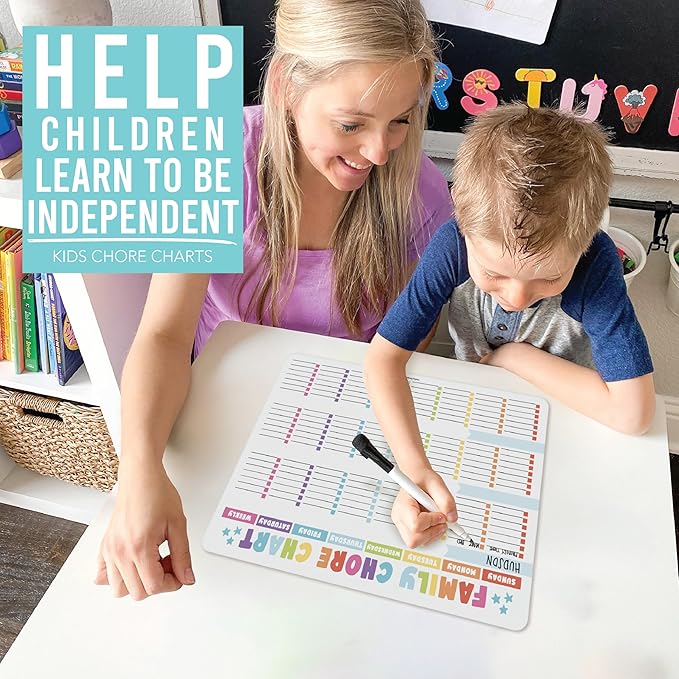 Hadley Designs Magnetic Chore Chart for Kids Multiple - Chores Board for Refrigerator, Dry Erase Task Chart for 2 Kids Daily Behavior, Family Weekly Planner for Teen and Adults, Stars Chore Board