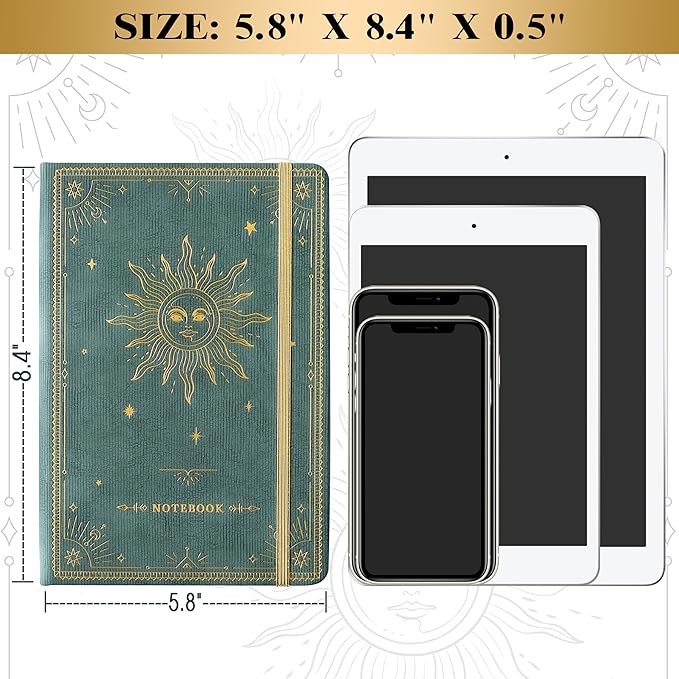 Artfan Ruled Notebook/Journal – Premium Thick Paper Faux Leather Classic Writing Notebook with Pocket + Page Dividers Gifts, Banded, Large, 144 Pages, Hard Cover, Lined (5.8 x 8.4) - Cyan