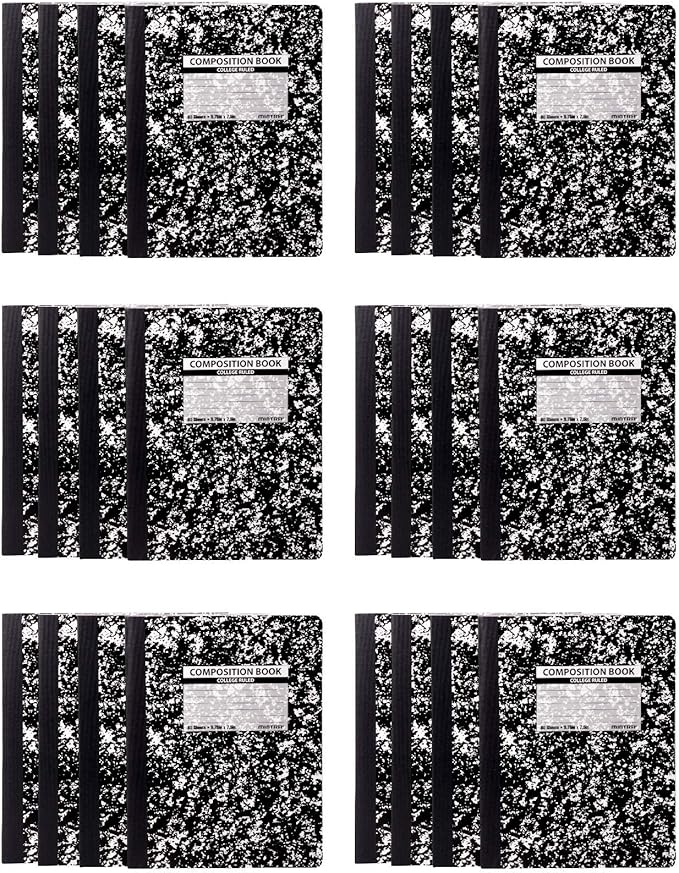 Mintra Office Composition Books (Black Marble Comp - College Ruled, 24 Units (6-4pks))