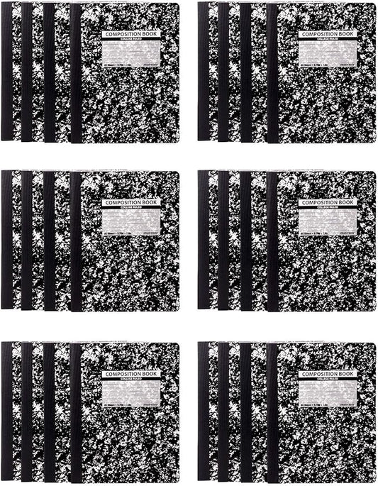 Mintra Office Composition Books (Black Marble Comp - College Ruled, 24 Units (6-4pks))